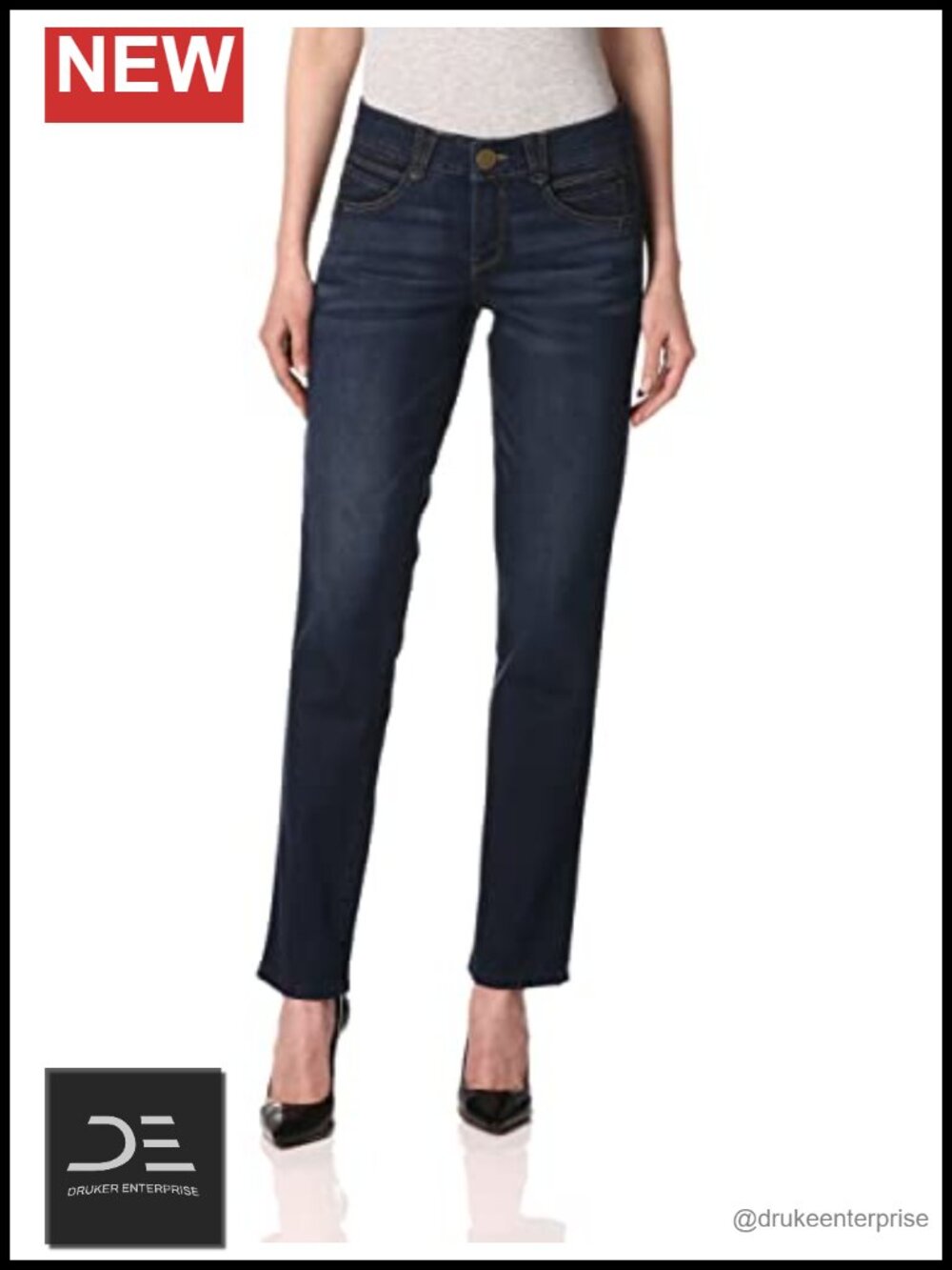 Straight Leg Jeans with High Stretch Super-Stretch Denim